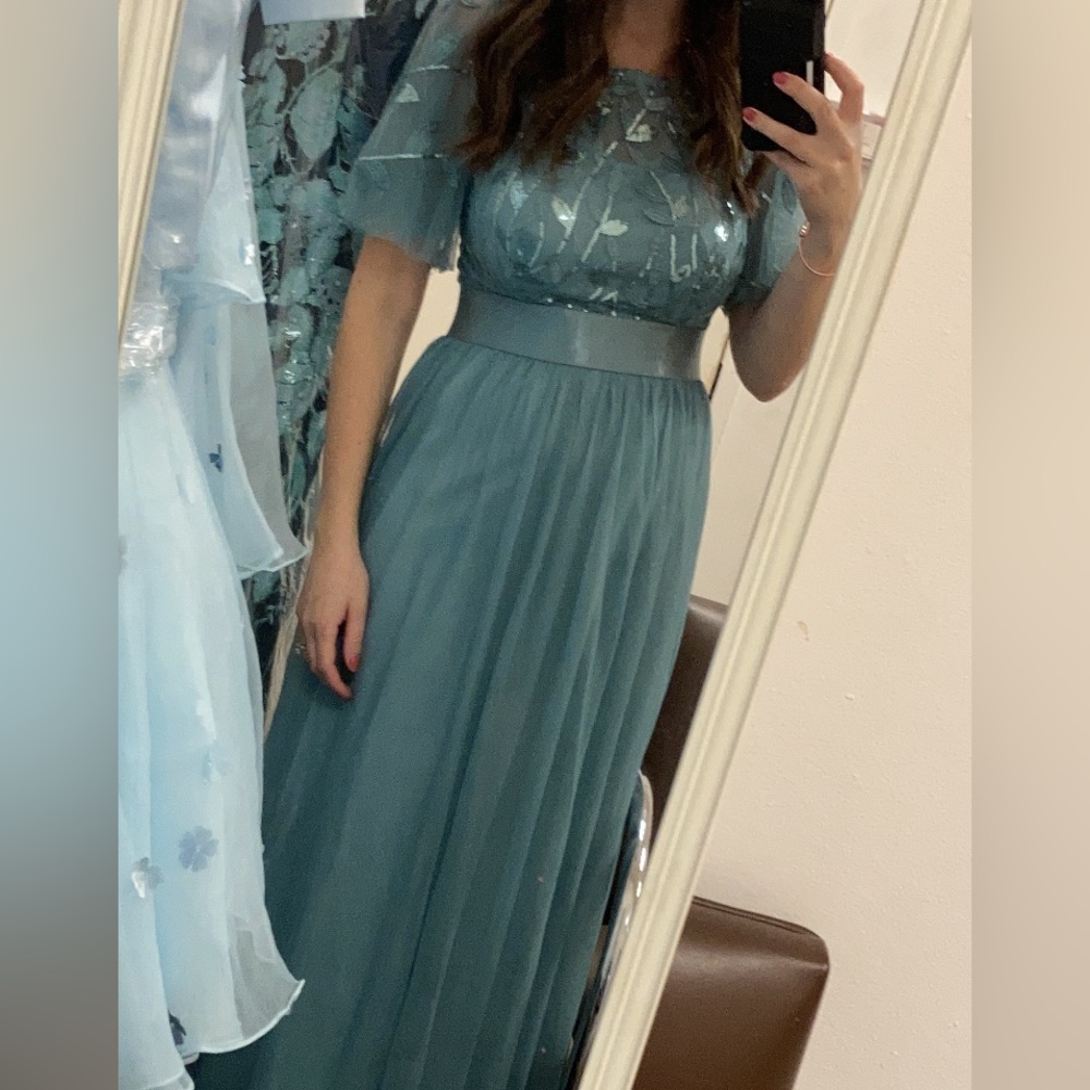 Aquamarine Long Gown Size S/ Size 4 Bridesmaids Dress/ Prom Dress